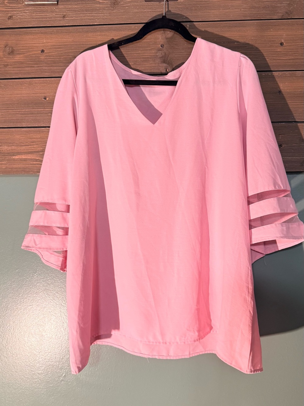 Pink V-Neck Layered Sleeve Women’s Top